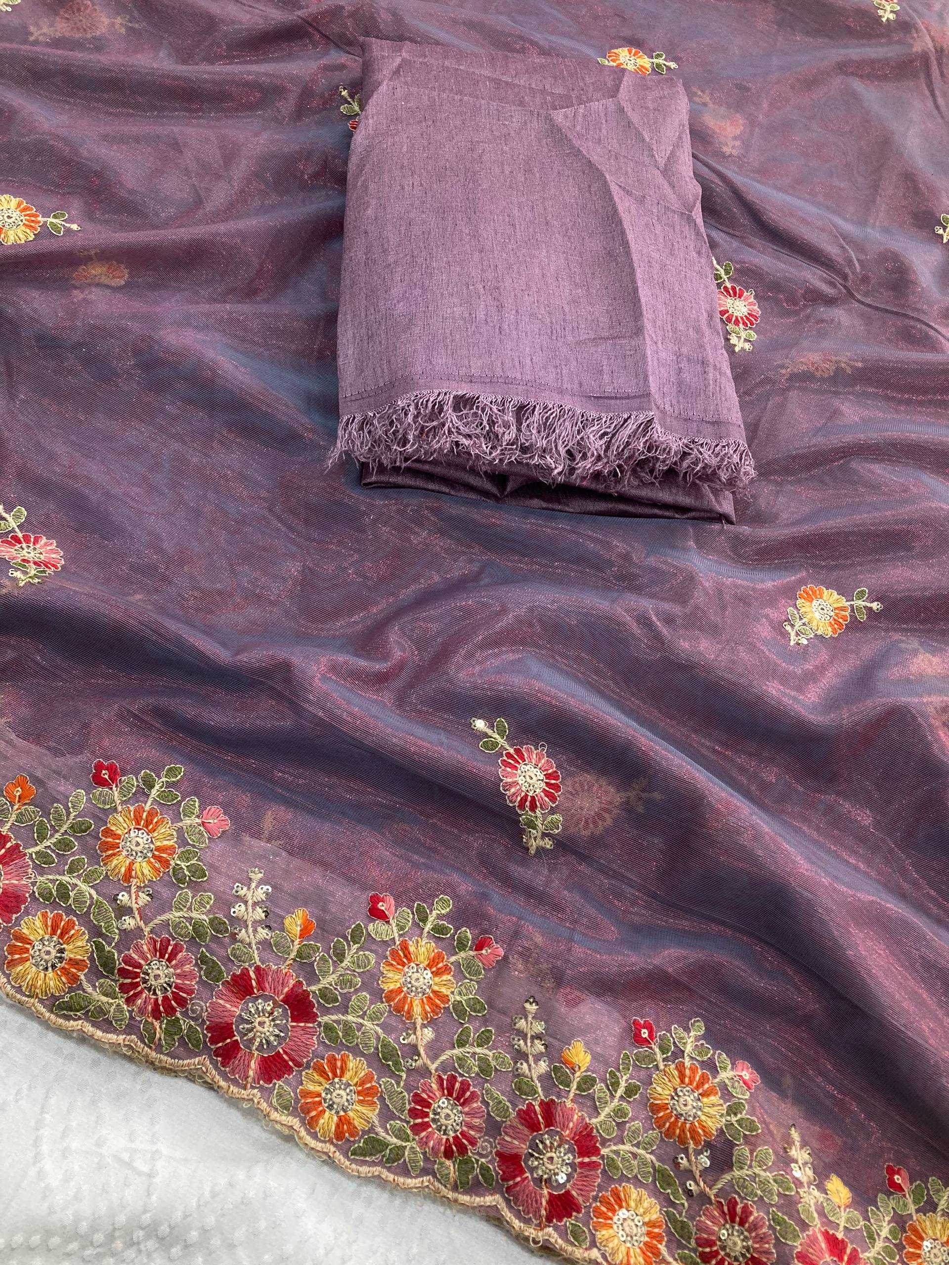 Soft Net  Embroidered Sarees Sarees